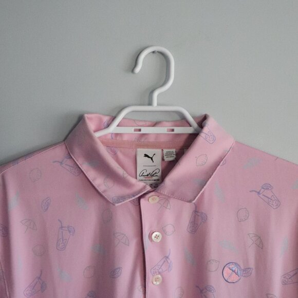 Puma x Arnold Palmer Mens M Umbrella/Lemonade Golf Polo Active Short Sleeve Top - Picture 4 of 13